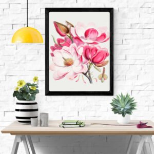 Pink Magnolia Art Print – Elegant Floral Wall Art for Home Decor