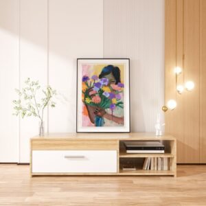 Girl Hidden in Flowers Art Print – Enchanting Floral Wall Decor, Nature-Inspired Art, Elegant Home Decor