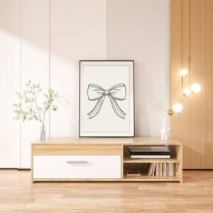 Sketch Bow with Ribbon Art Print – Elegant Sketch Wall Decor, Minimalist Home Decoration