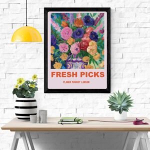 Fresh Picks: Flower Market London Art Print – Floral Market Scene, British Home Decor