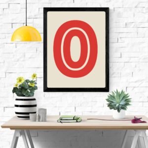 Red Letter O Font Art Print – Typography Wall Decor, Modern Home Decoration