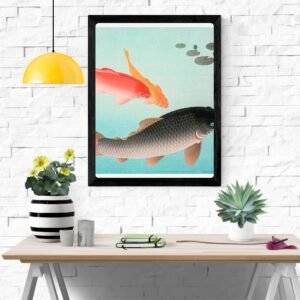 Common and Golden Carp Art Print – Elegant Aquatic Wildlife Art for Home Decor