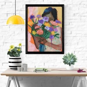 Girl Hidden in Flowers Art Print – Enchanting Floral Wall Decor, Nature-Inspired Art, Elegant Home Decor