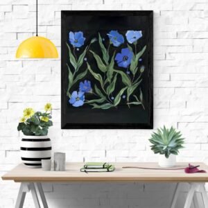 Blue Flower Art Print – Floral Wall Decor, Botanical Art, Elegant Home Decoration