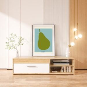 Green Pear Art Print – Minimalist Fruit Wall Decor, Kitchen Art, Fresh Home Decoration