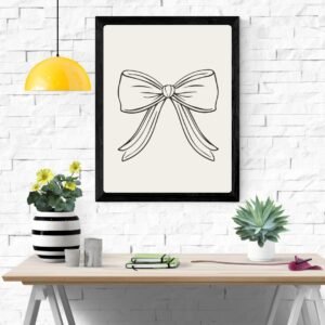 Sketch Bow with Ribbon Art Print – Elegant Sketch Wall Decor, Minimalist Home Decoration