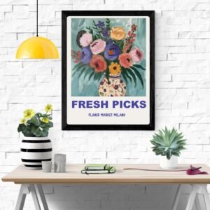 Fresh Picks: Flower Market Milano Art Print – Floral Market Scene, Italian Home Decor