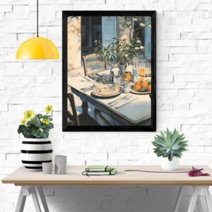 Meal in the Garden Art Print – Outdoor Dining Scene, Rustic Kitchen Decor