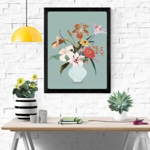 Flower with Vase Art Print – Floral Arrangement, Botanical Home Decor