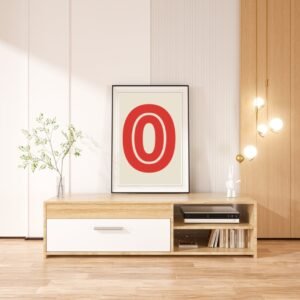 Red Letter O Font Art Print – Typography Wall Decor, Modern Home Decoration