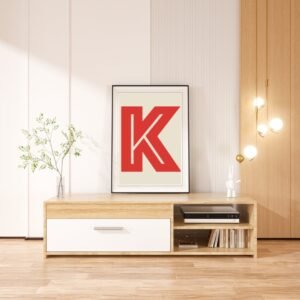 Red Letter K Font Art Print – Typography Wall Decor, Modern Home Decoration