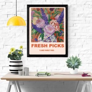 Fresh Picks: Flower Market Paris Art Print – Floral Market Scene, French Home Decor