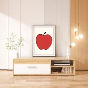 Red Apple Art Print – Fruit Illustration, Kitchen Wall Decor