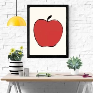 Red Apple Art Print – Fruit Illustration, Kitchen Wall Decor