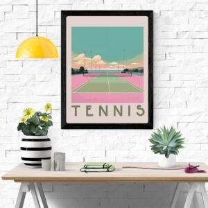 Tennis Court Art Print – Dynamic Sports Decor, Tennis Enthusiast Wall Art