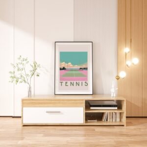 Tennis Court Art Print – Dynamic Sports Decor, Tennis Enthusiast Wall Art